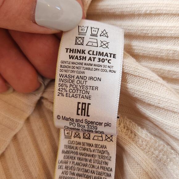 M & S Autograph Marks & Spencer Button Sleeve Ribbed Pullover Sweater Size 10 - Picture 6 of 13